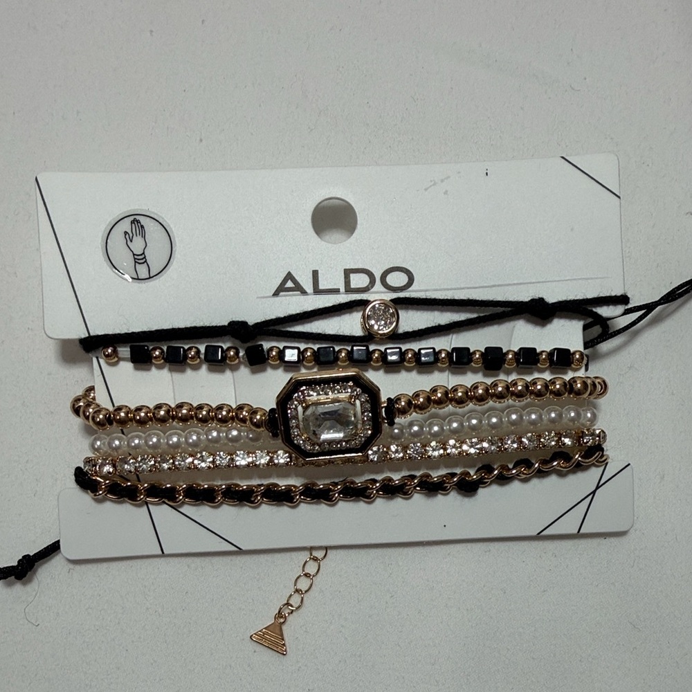 Aldo Black and Gold Bracelet Collection set of 6‎ bracelets